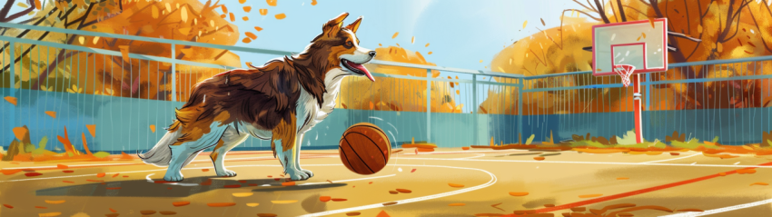 Chitrmela an Australian Shepherd dog playing on a basketball cou 82afb6f3 2155 4a70 83f1 eff532edaa4b 1