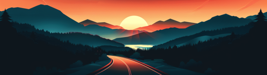 Chitrmela An abstract illustration of a sunset road featuring mo d7a1f17a 98cf 4c11 89db 5ef0fe4a4c92 2