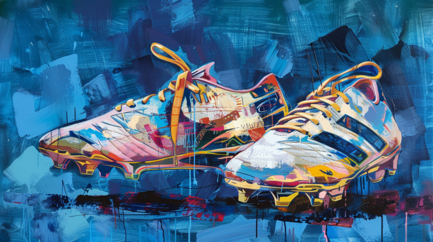 Chitrmela A contemporary painting of football shoes blue backgro 0d95d40b abd0 4f4f b74a c306ae087502 2