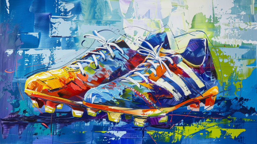 Chitrmela A contemporary painting of football shoes blue backgro 0d95d40b abd0 4f4f b74a c306ae087502 1