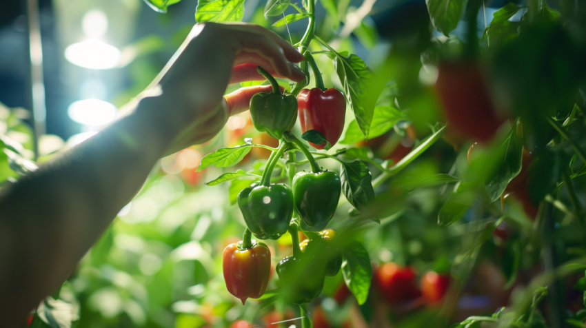 Chitrmela harvesting peppers from a hydroponic system in kitchen 6b450fad 347c 4480 be27 e19cf6a51b3f 1