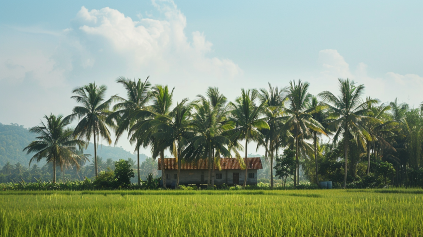 Chitrmela Hainan farmland background several coconut trees in th d424830c 90e0 49c8 9222 79b9f5af3a4a 0