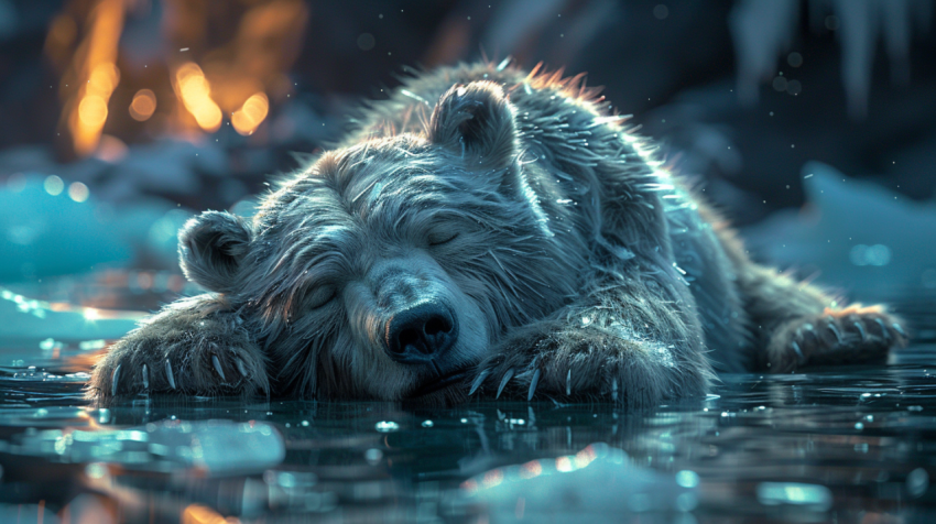 Chitrmela hyperrealistic photo of a sad ice bear lying on an ice 6a98b081 f85a 490f bc07 7814effb7a63 1