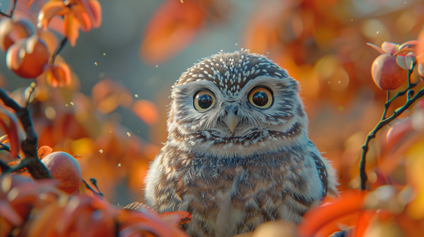 Chitrmela Cute owl perching on branch staring at camera nature b bd6fa01b 1276 4e36 ac5a 7c7f6b1bede3 3