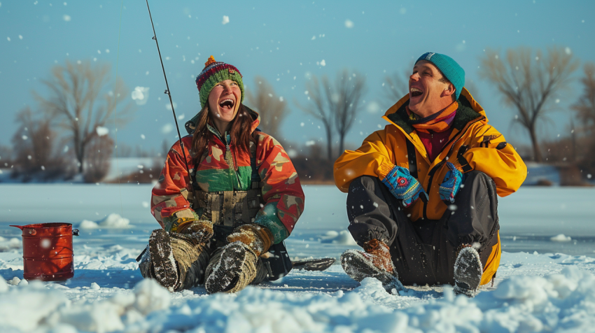 Chitrmela A Minnesotan couple ice fishing on a frozen lake bundl 1278a6f6 324a 4dc4 9d5c 830fe91709ea 0