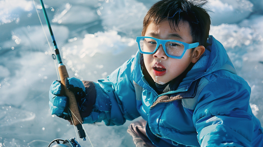 Chitrmela zoom out Asian boy ice fishing on ice blue outfit wear 2e85f6fb df93 4cb5 acf1 85cee988132b 0