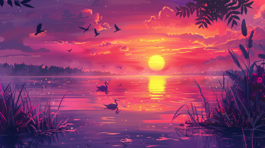 Chitrmela creative pink purple and orange sunset over a lake  Bi 6772dc52 ea62 4558 bcff 4ee13ea3b748 2