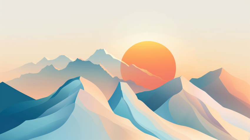 Chitrmela minimalist design of a mountain landscape with a sun r 22704442 169b 415e 8a3b 242f4c6a60e1 3