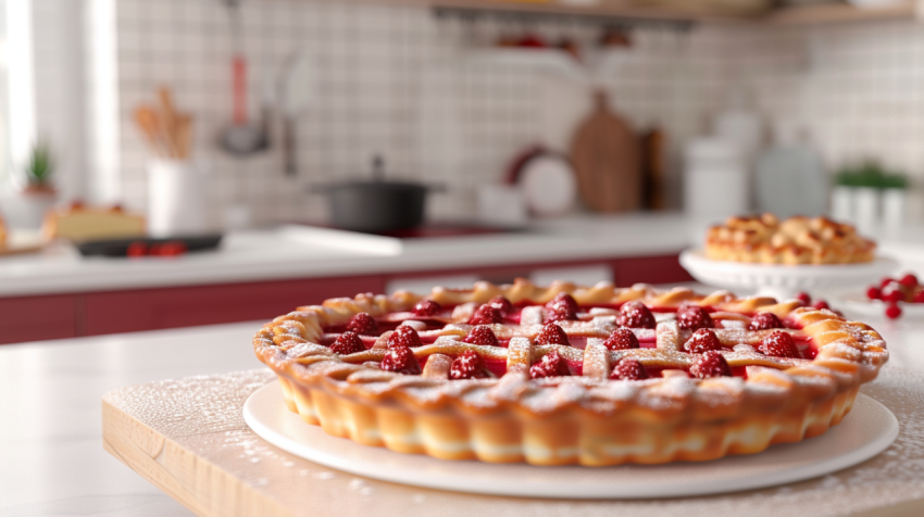 Chitrmela close up baked pie on a white kitchen bench with ivory f1074541 5d08 46d6 8724 66b4eacf3b76 0