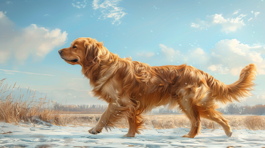 Chitrmela fotorealistic golden retriever is walking   ar 169   s 35c1d9dc d79b 4405 a9ac 33348f939ddc 2