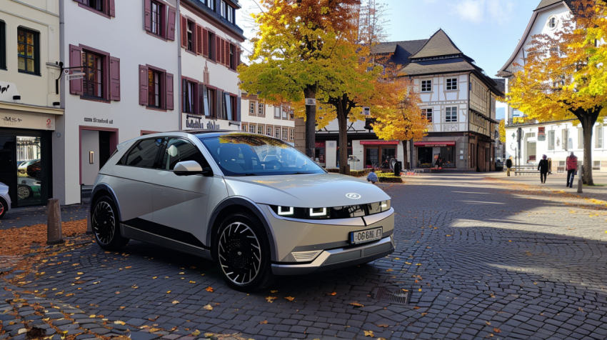 Chitrmela Electric car Ionic 5 is parked in Lohr am Main downtow 258df296 d94f 48ed ac73 48e0191b2c0c 2