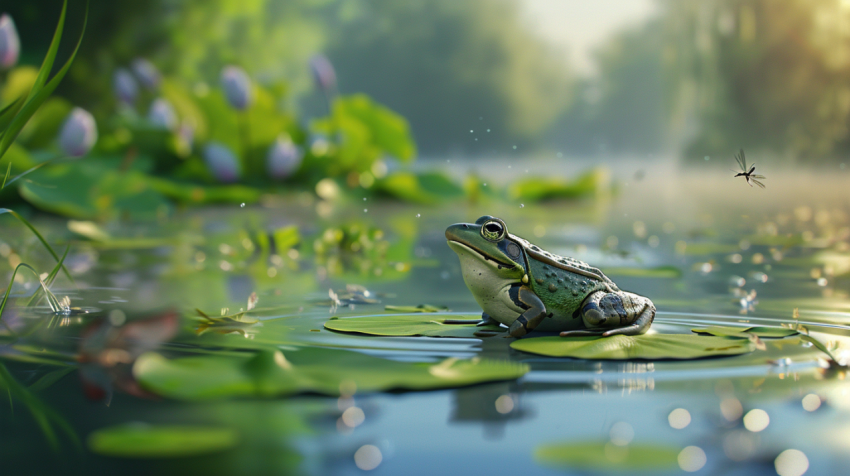 Chitrmela Photorealistic image of a frog on a lily pad floating  8ac72e13 34d0 498d 850c 2c42687e476c 3