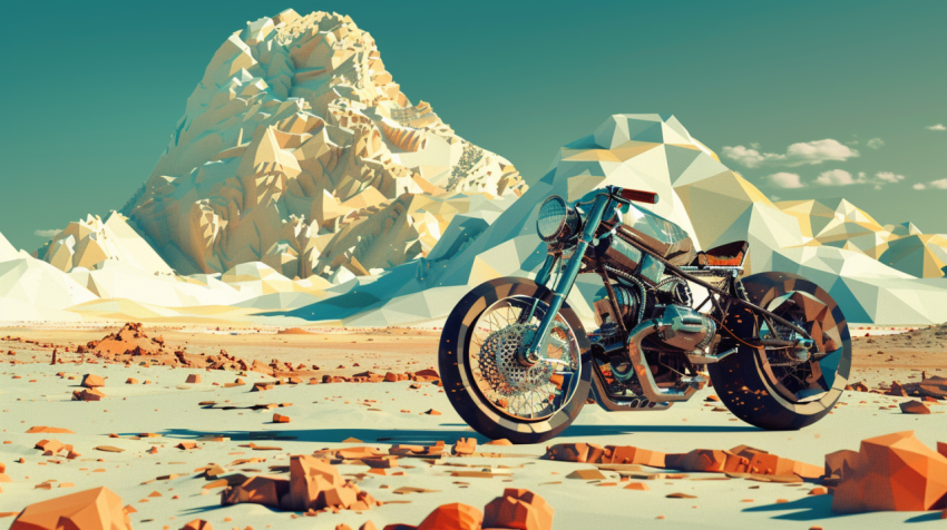 Chitrmela bike in mad max setting in desert wasteland low poly s d3591061 abad 4e33 a34b e15a4be72ebb 3