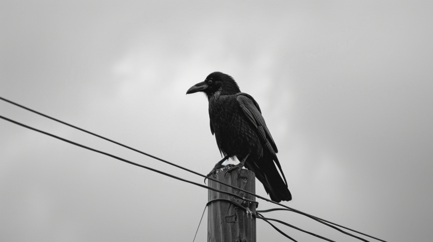 Chitrmela a crow is sitting on telephone pole looking straight   5af1b9ad 3cd2 4155 b29c 9144a8dee700 0