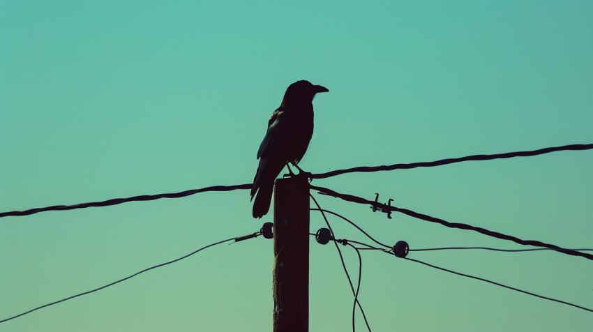 Chitrmela a crow is sitting on telephone pole looking straight   5af1b9ad 3cd2 4155 b29c 9144a8dee700 3