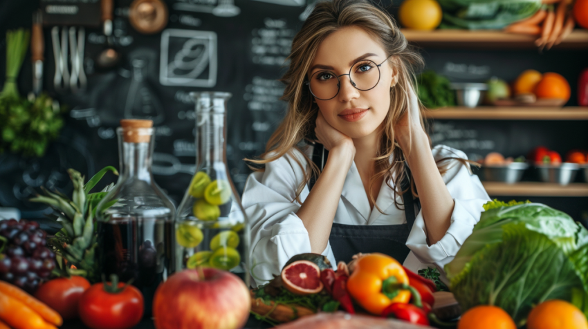 Chitrmela diet concept with female scientist healthy food  Resol 9036e0c8 fd0a 449c 8c20 c207b4838d65 2