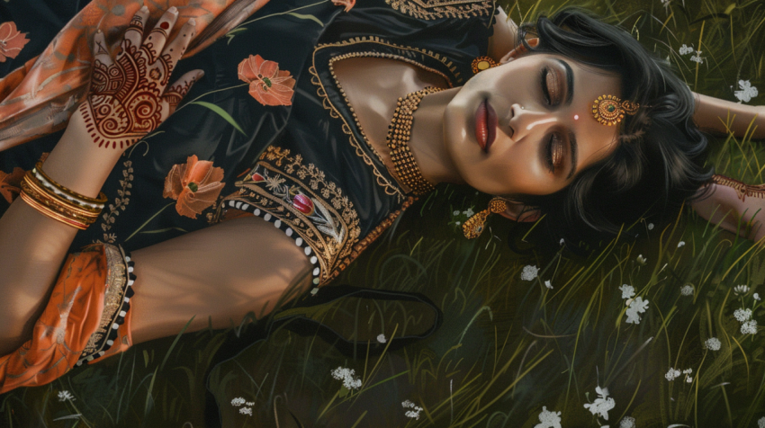 Chitrmela digital painting of adult stunning indian woman lying  b2b892a5 de1a 430f a8f9 5a35f88642b5 3