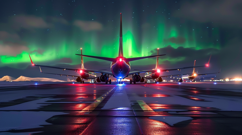 Chitrmela 11 boeing planes on the runway northern lights in the  debb036a 8130 4b07 b26e 18ceca0f9b1c 0