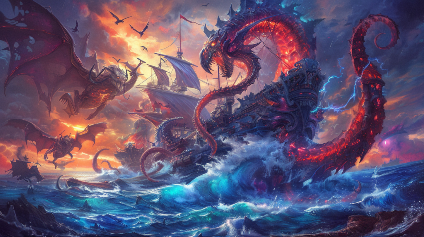 Chitrmela Dark Fantasy Style a massive Dreadnought sailing on a  4dc89029 e2c8 4d43 a946 2c90e2ab8093 0