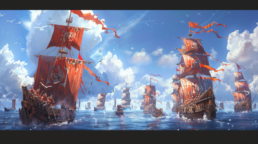 Chitrmela fantasy medieval massive fleet sunny day no clouds ban 4aa6fe8d 3786 499a baf7 c32e5acb668d 3