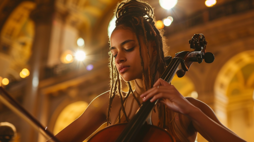 Chitrmela Young woman with dreadlocks playing a cello  Eyes clos 99ee9873 ea3e 46b7 8fb9 e4a326858768 2