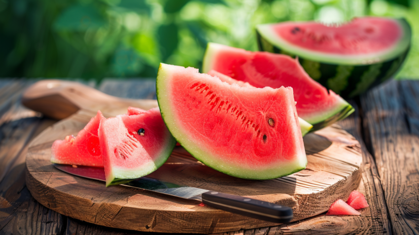 Chitrmela Cut delicious ripe watermelon on wooden table   ar 169 634a7695 6d4b 478b b5ee 91e69b5ae2a9 3