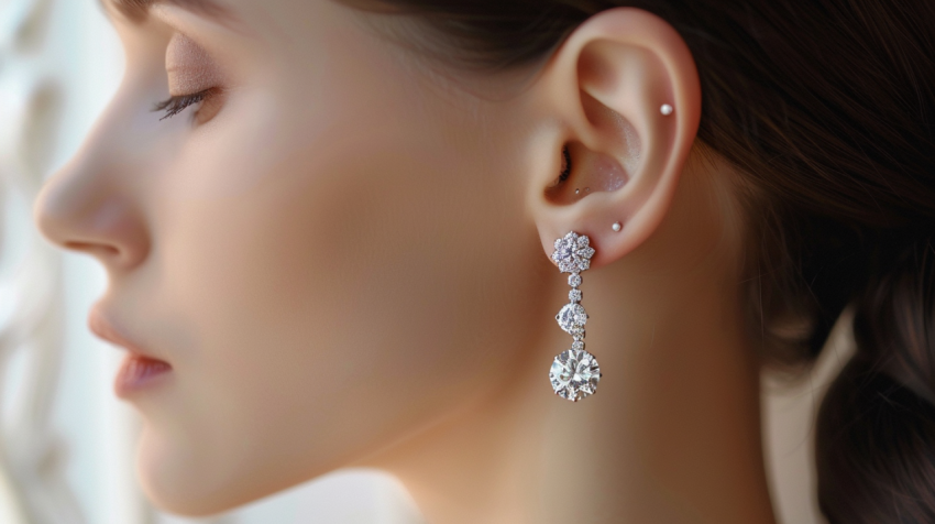 Chitrmela Elegant ears adorned with various diamond studs from c 83e1d120 cbd7 4a41 b5de 57d5e80bb176 1