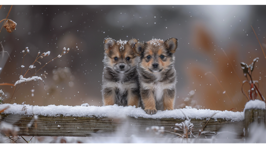 Chitrmela a couple of Alaskan klee kai puppies standing in a sno 1935086d 6a0f 4336 a867 e9789c2564a0 0