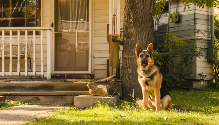 Chitrmela German shepherd fully alert on the yard of his house   8f8c421d afe5 4be1 a119 413ccf27b052 0