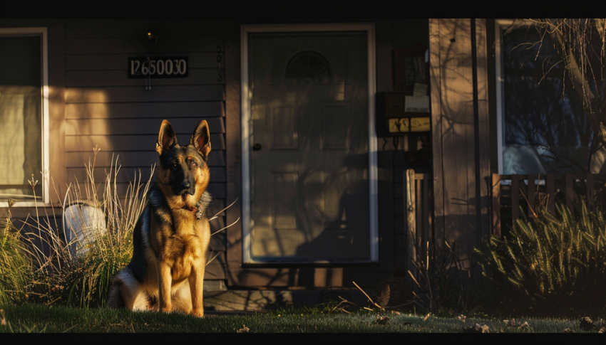 Chitrmela German shepherd fully alert on the yard of his house   8f8c421d afe5 4be1 a119 413ccf27b052 2