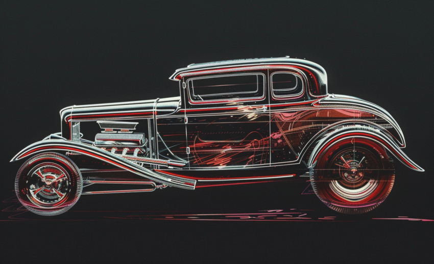 Chitrmela a drawing of a hot rod car on black background in the  abf5bbd5 820f 45bd 9cb4 3088ab0ef717 3