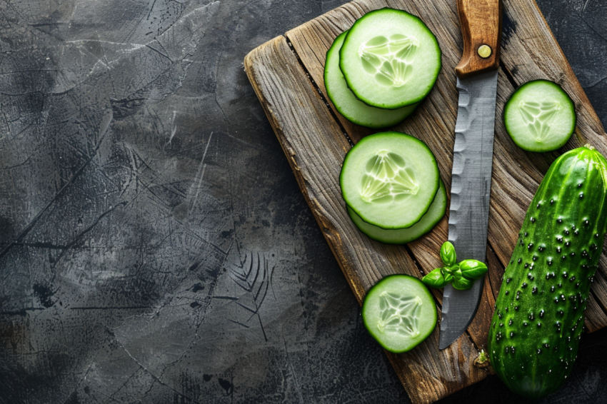 Chitrmela fresh cucumber cut with a knife on a wooden board spac 1802cecf dc43 45e5 bed3 ecc33720b9e1 0