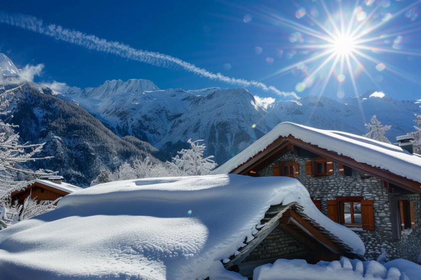 Chitrmela chalet with a roof covered in snow in the French Alps  91a1f14a f2a5 4b18 ac3d 580b7ab5b7b7 1