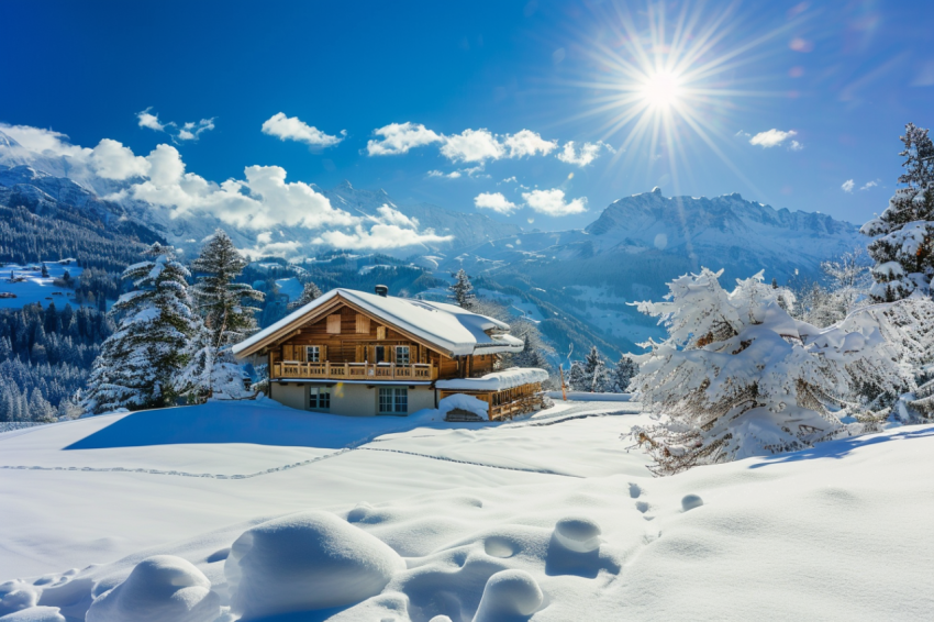 Chitrmela chalet with a roof covered in snow in the French Alps  91a1f14a f2a5 4b18 ac3d 580b7ab5b7b7 3