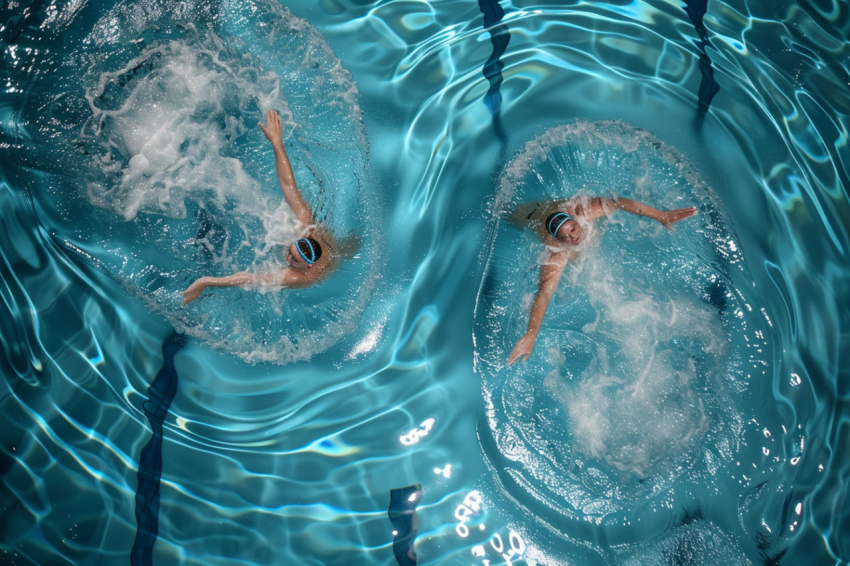 Chitrmela Synchronized swimming duo in a pool performing an arti 3d8cdc34 2542 48bd bfcd ff7c852b2926 0