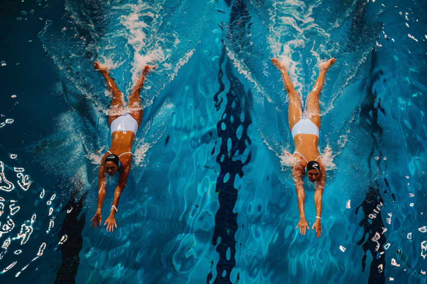 Chitrmela Synchronized swimming duo in a pool performing an arti 3d8cdc34 2542 48bd bfcd ff7c852b2926 2