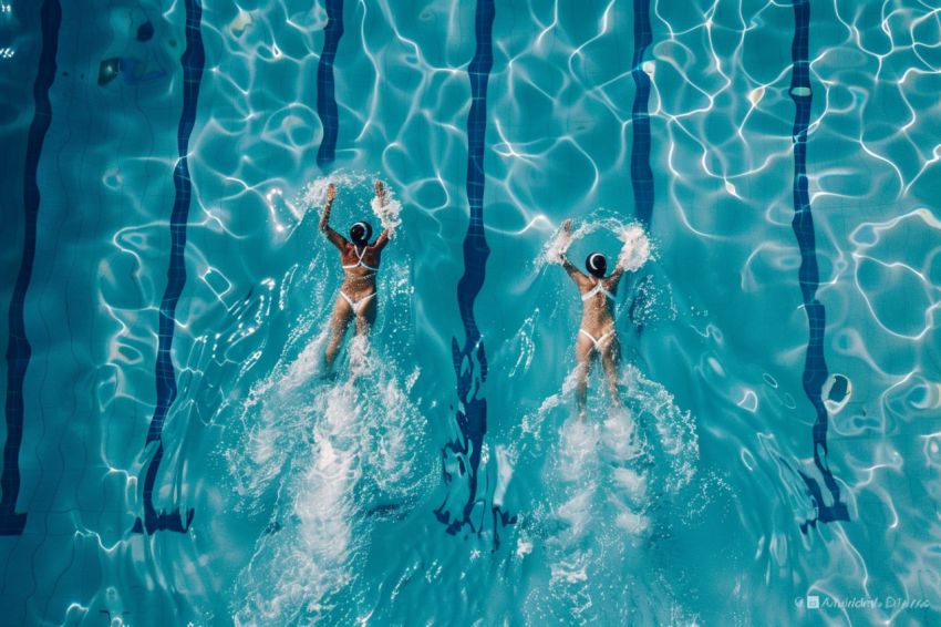 Chitrmela Synchronized swimming duo in a pool performing an arti 3d8cdc34 2542 48bd bfcd ff7c852b2926 3