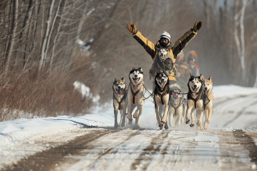 Chitrmela Shot of huskies and musher celebrating at the end of a 3a92eca5 201c 45cc 897e eec989310f46 3