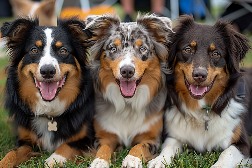 Chitrmela three Australian Shepherd dogs on the grass   ar 32    f2a732d2 162d 437f b075 ff6812c81c99 2