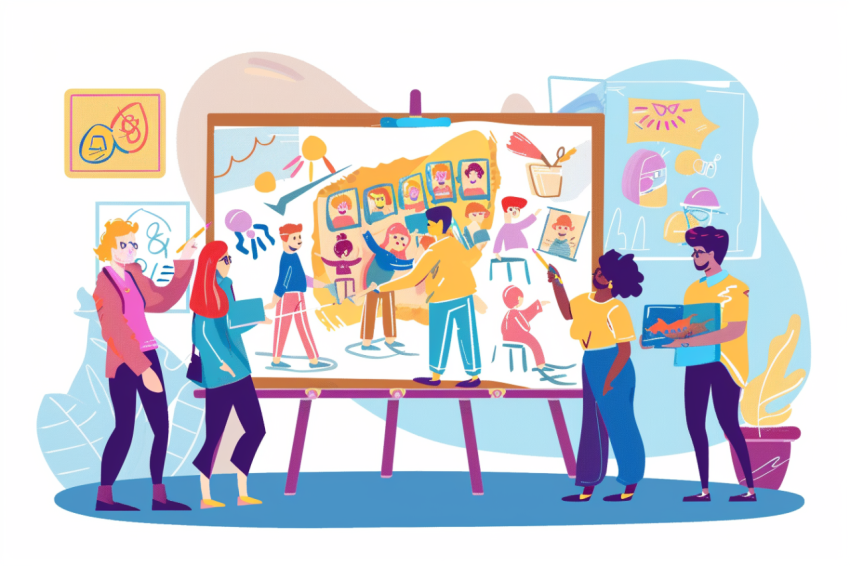 Chitrmela a group of teachers in an artist studio painting toget 494d7ed1 cbb7 4738 9b59 d4785fe51384 0