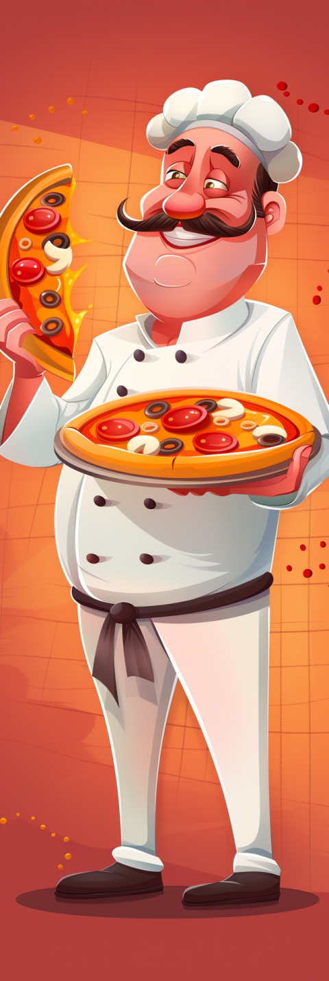 Chitrmela cartoon illustraion of a chef ready to cook pizza in h 7797846a 0b34 475b b6dd d2e4a2338bf9 0