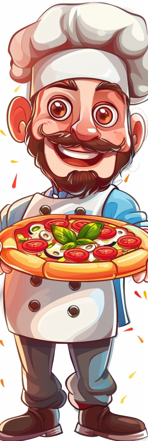 Chitrmela cartoon illustraion of a chef ready to cook pizza in h 7797846a 0b34 475b b6dd d2e4a2338bf9 3