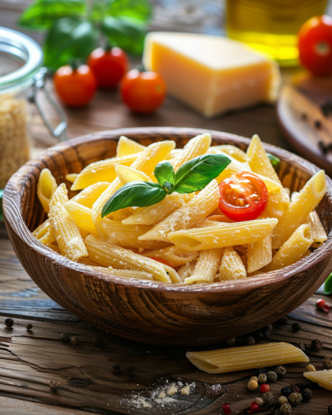 Chitrmela photo pasta dish penne with ingredients basil tomatoes 83e47e2d 9b44 481b 9860 ae0b756b7b90 0