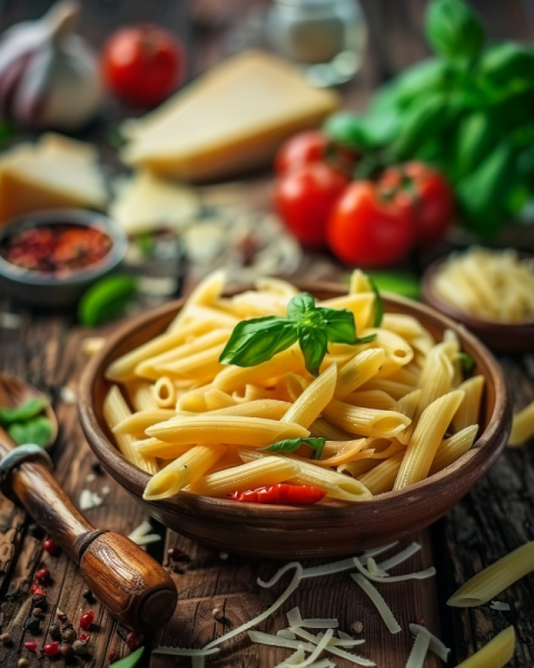 Chitrmela photo pasta dish penne with ingredients basil tomatoes 83e47e2d 9b44 481b 9860 ae0b756b7b90 2