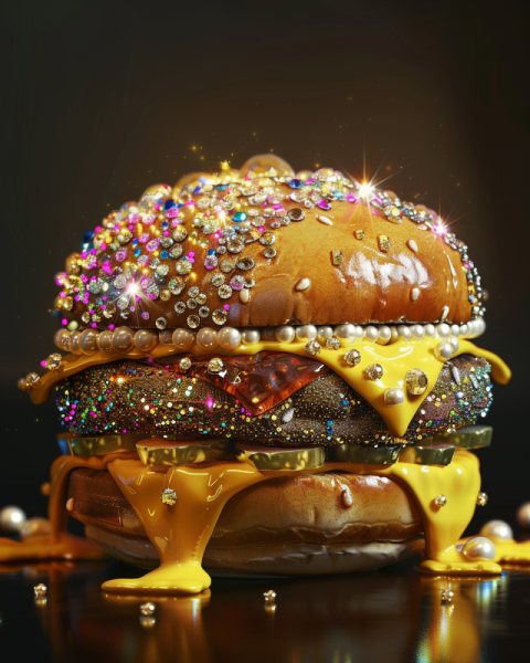 Chitrmela cheeseburger with melting cheese covered in rhinestone 43c5d16c b5ac 413b b3e9 f3f41d19c116 3