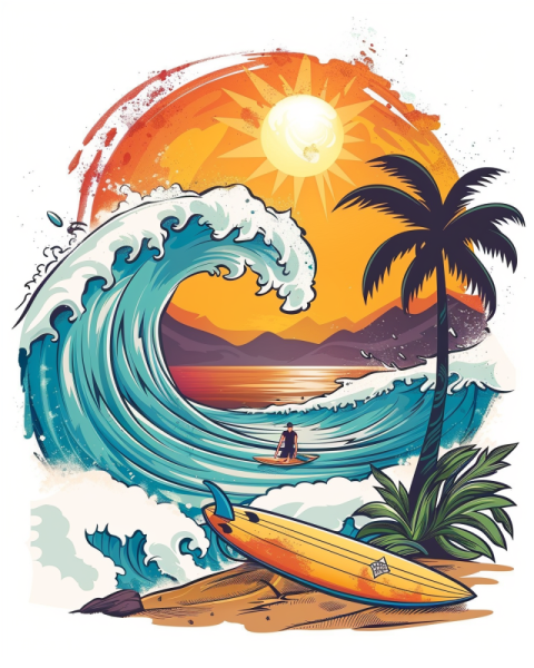 Chitrmela a 2d vector illustration t shirt design for surfers on e76a9b7b 432c 43e0 8904 50db6da7254a 0