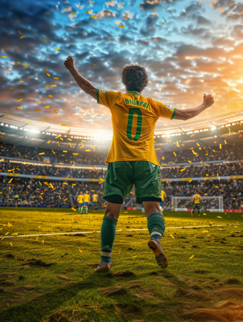 Chitrmela back of a brazilian soccer player celebrating the goal 1a26c14e 4537 4673 8f57 24157a9f28ba 0