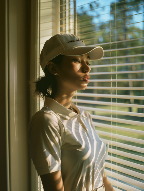 Chitrmela A female golfer in golf attire hypebeast near a window 476e72ce 2e1a 470e 8d3b c4faca8ea081 1