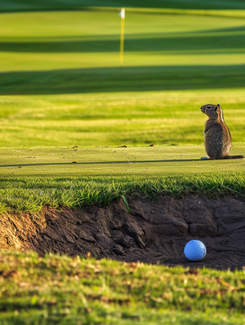 Chitrmela golf hole on 18th green with gopher looking at a ball  69379579 10a9 4ee6 8d2e e003f2f22d5d 0