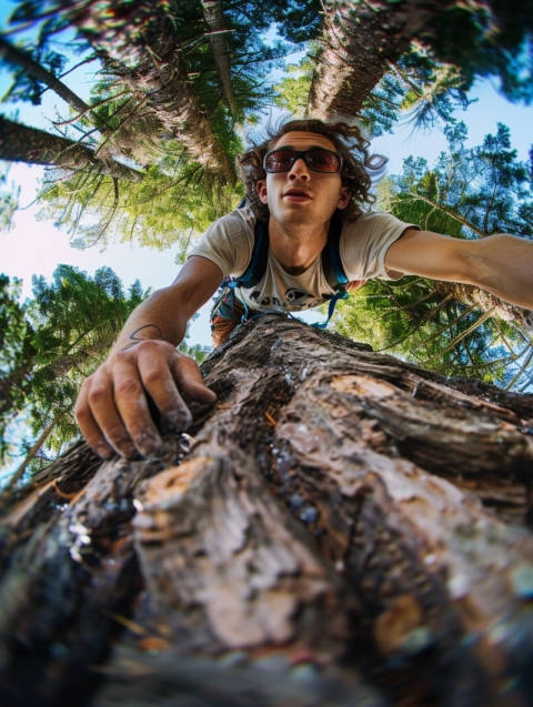 Chitrmela extreme tree climbing fisheye lens close up of climber b5cf325c 10d1 416a 8329 b4b97c420dfd 2